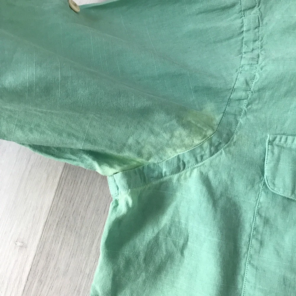 POLO RALPH LAUREN LINEN SHIRT GREEN LONG SLEEVE BUTTON MENS LARGE